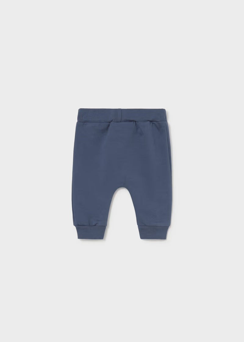 Mayoral newborn baby boys navy joggers with drawstring waist and cuffed ankles
