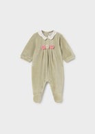     Mayoral newborn baby girls velour floral collar romper