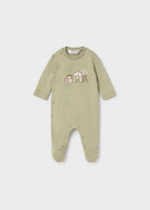 Newborn baby boy farm print sleepsuit onesie