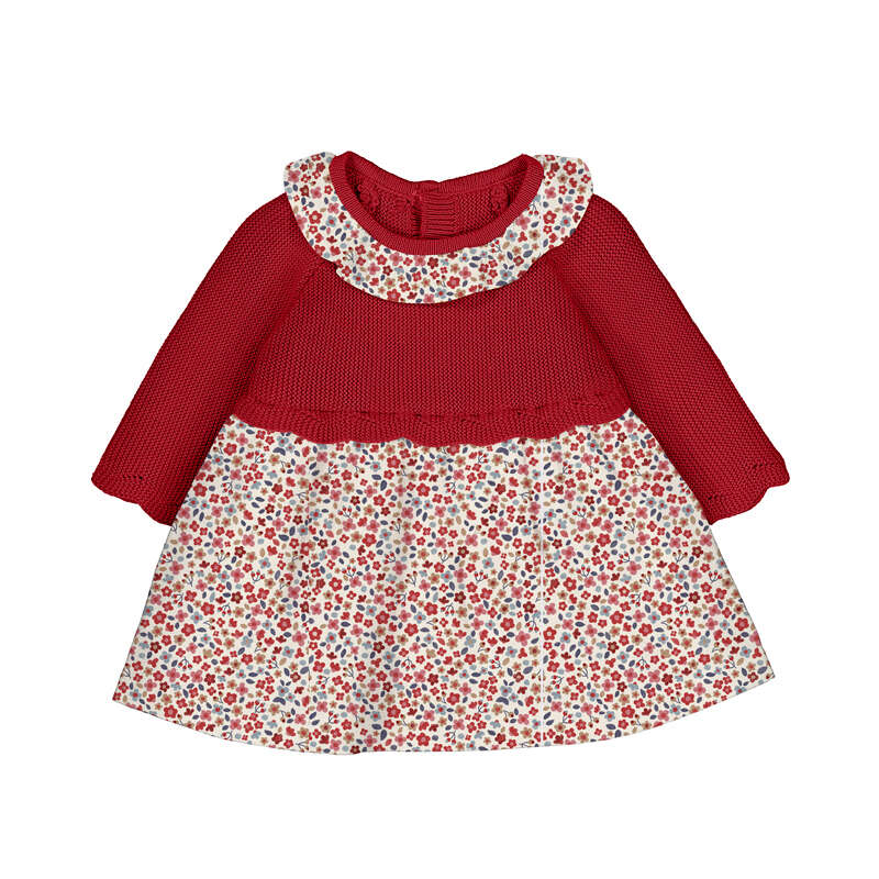 Mayoral Baby Girls Floral Knit Dress Red