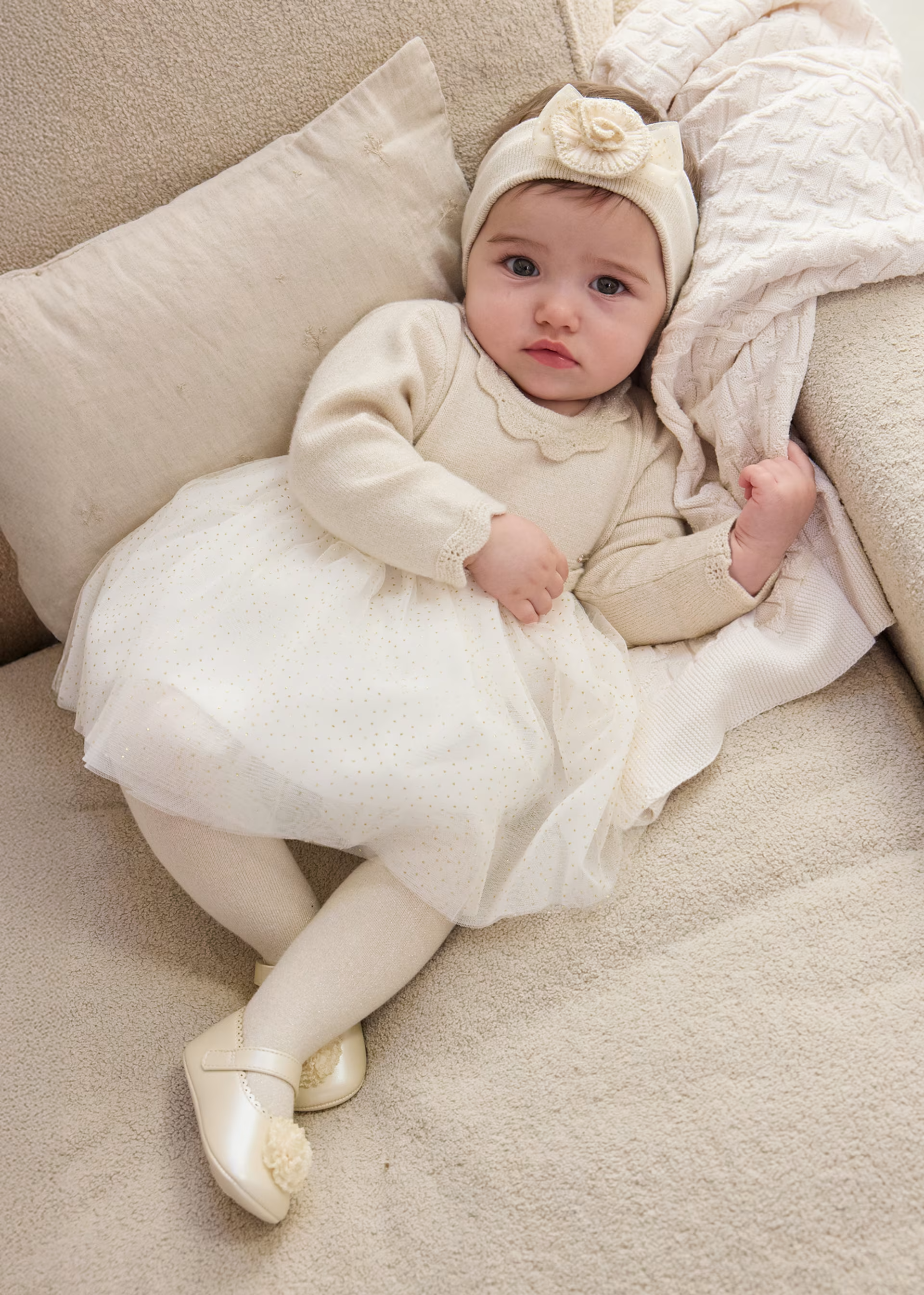 Baby girls christening dress by Mayoral
