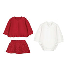 Baby girls 3 piece Christmas outfit with cardigan and tulle skirt