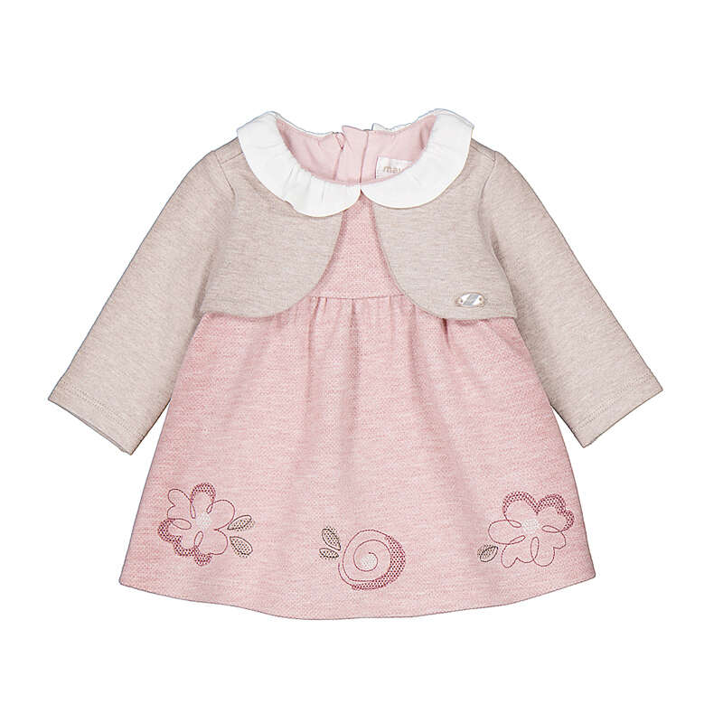     Mayoral Baby Girls Pink Occasion Dress with Knit Cardigan Set