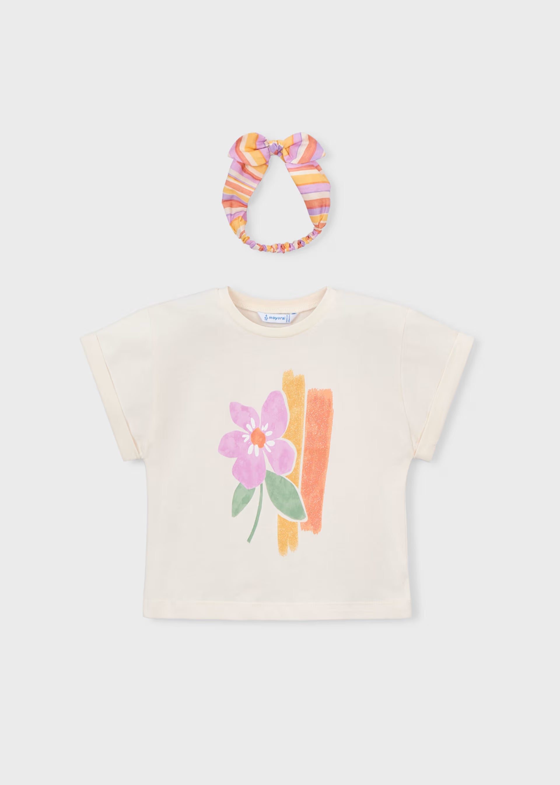 Mayoral girls floral t-shirt and headband set front view