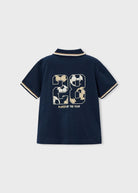 Mayoral boys navy polo shirt with back graphic print