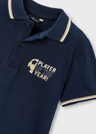 Mayoral boys polo shirt collar and chest slogan detail