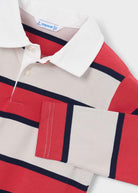 Mayoral boys striped polo top collar and stripe detail