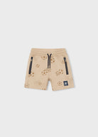Mayoral boys beige football print shorts front view