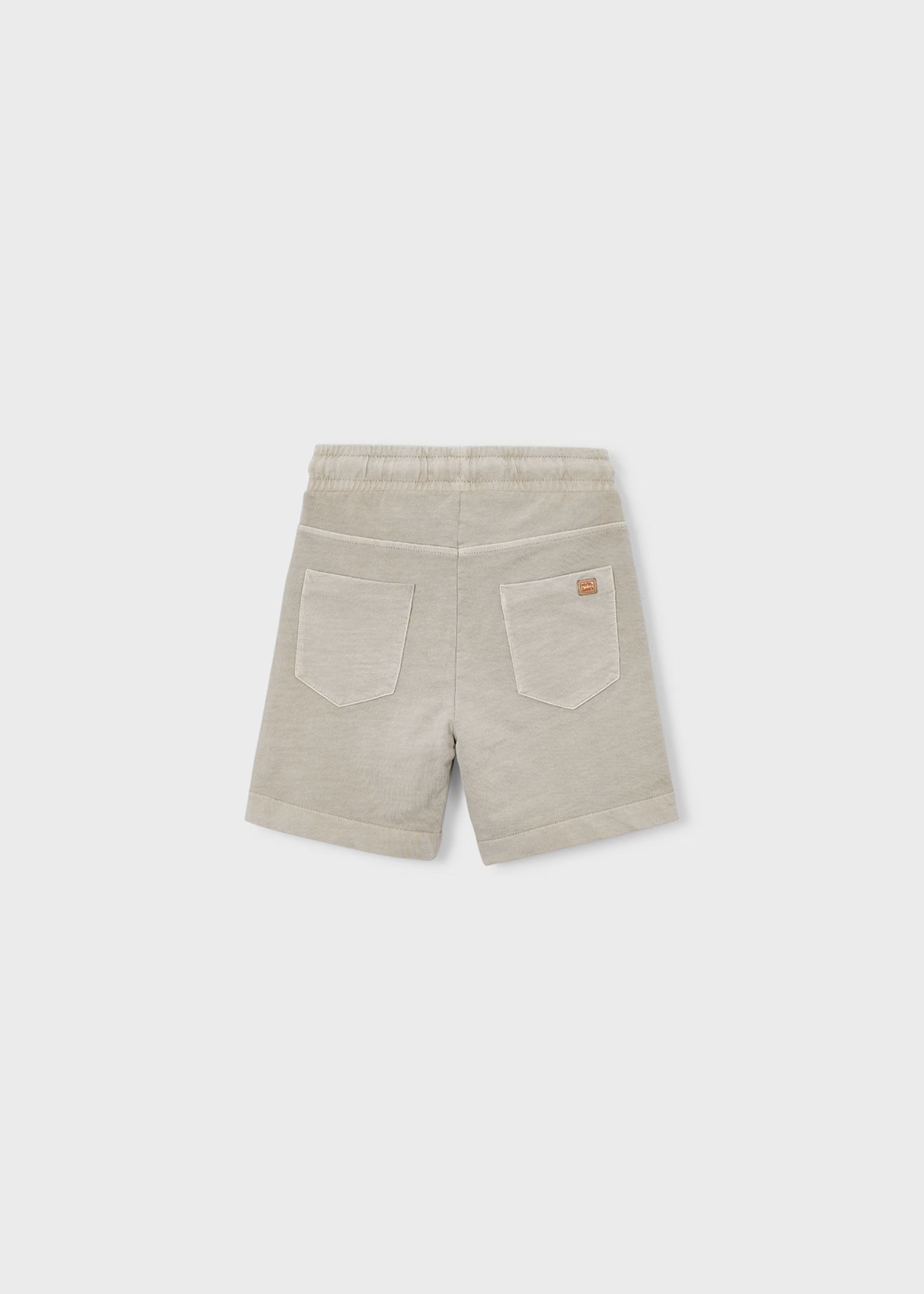 Mayoral boys stone cotton bermuda shorts back view

