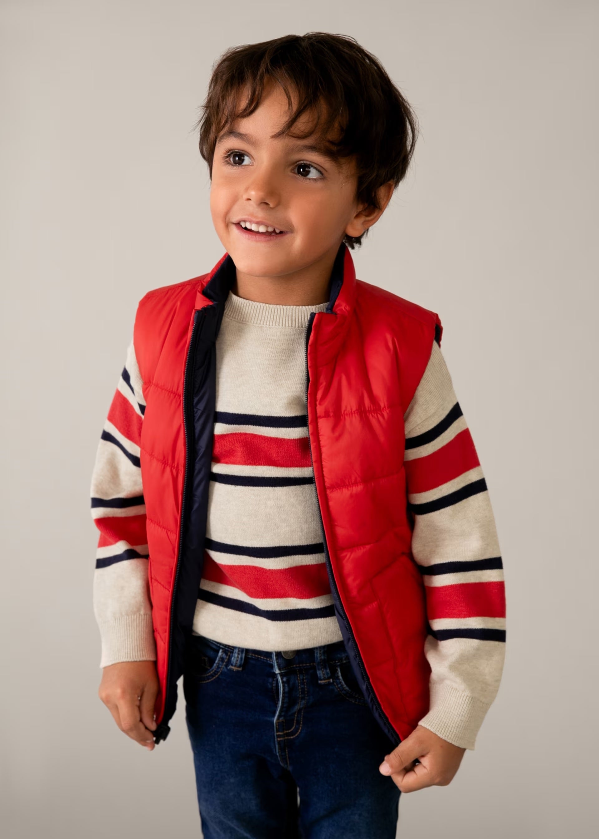 Mayoral boys reversible gilet worn on boy aged 7
