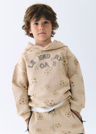 Mayoral boys beige football print hoodie jumper front view