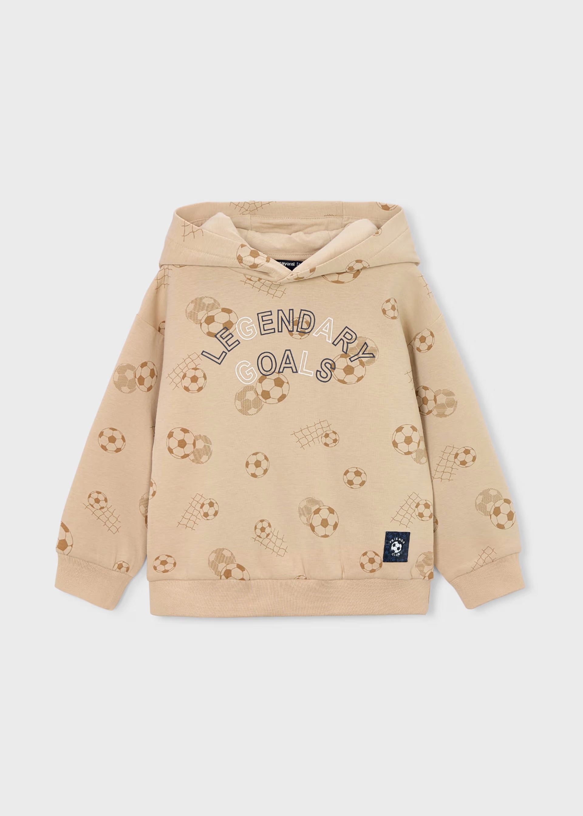 Mayoral boys football legend hoodie top in beige with slogan detail