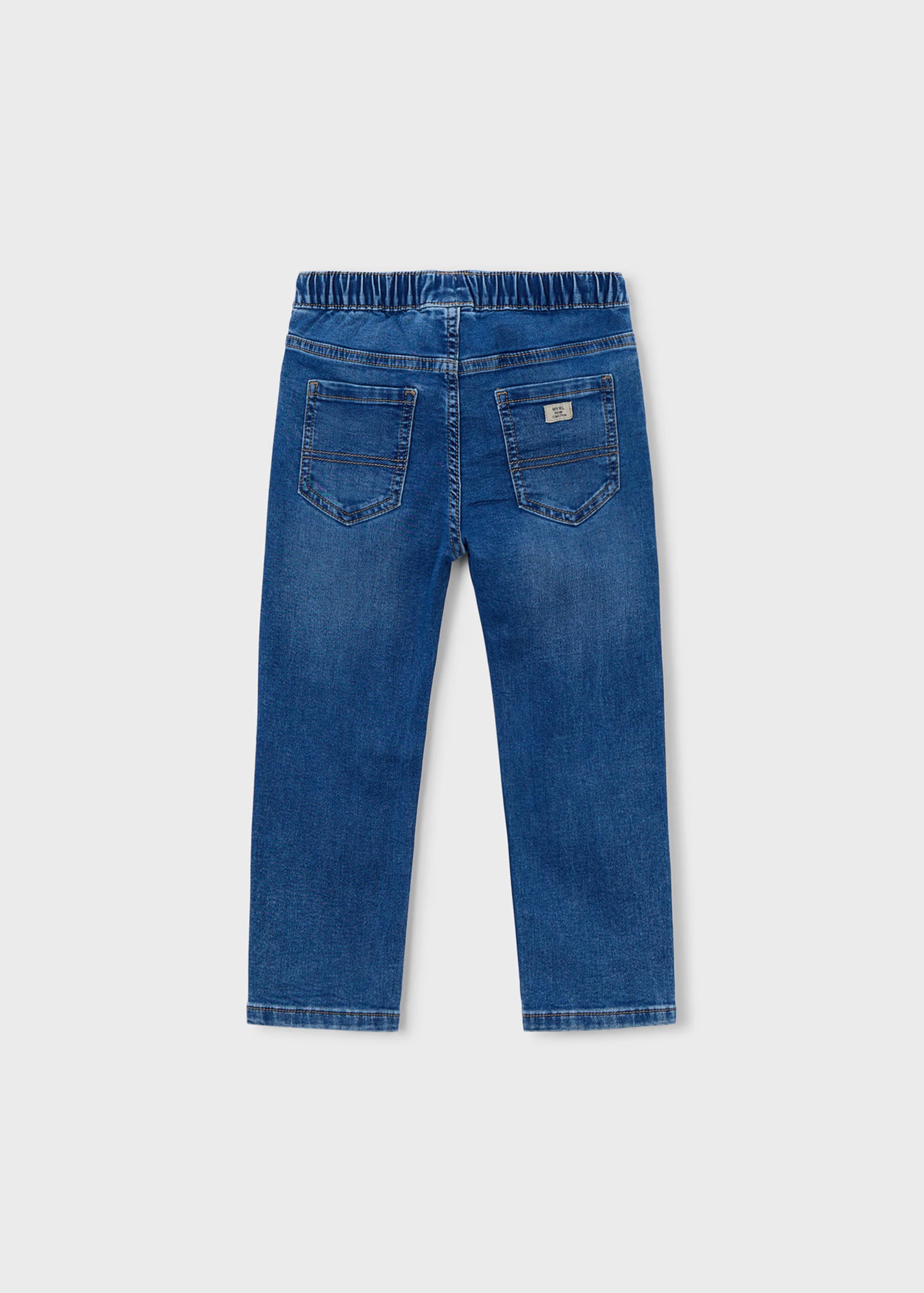 Mayoral boys blue denim jogger trousers back view