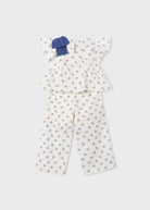 Mayoral girls daisy print top and trouser set full outfit From back 