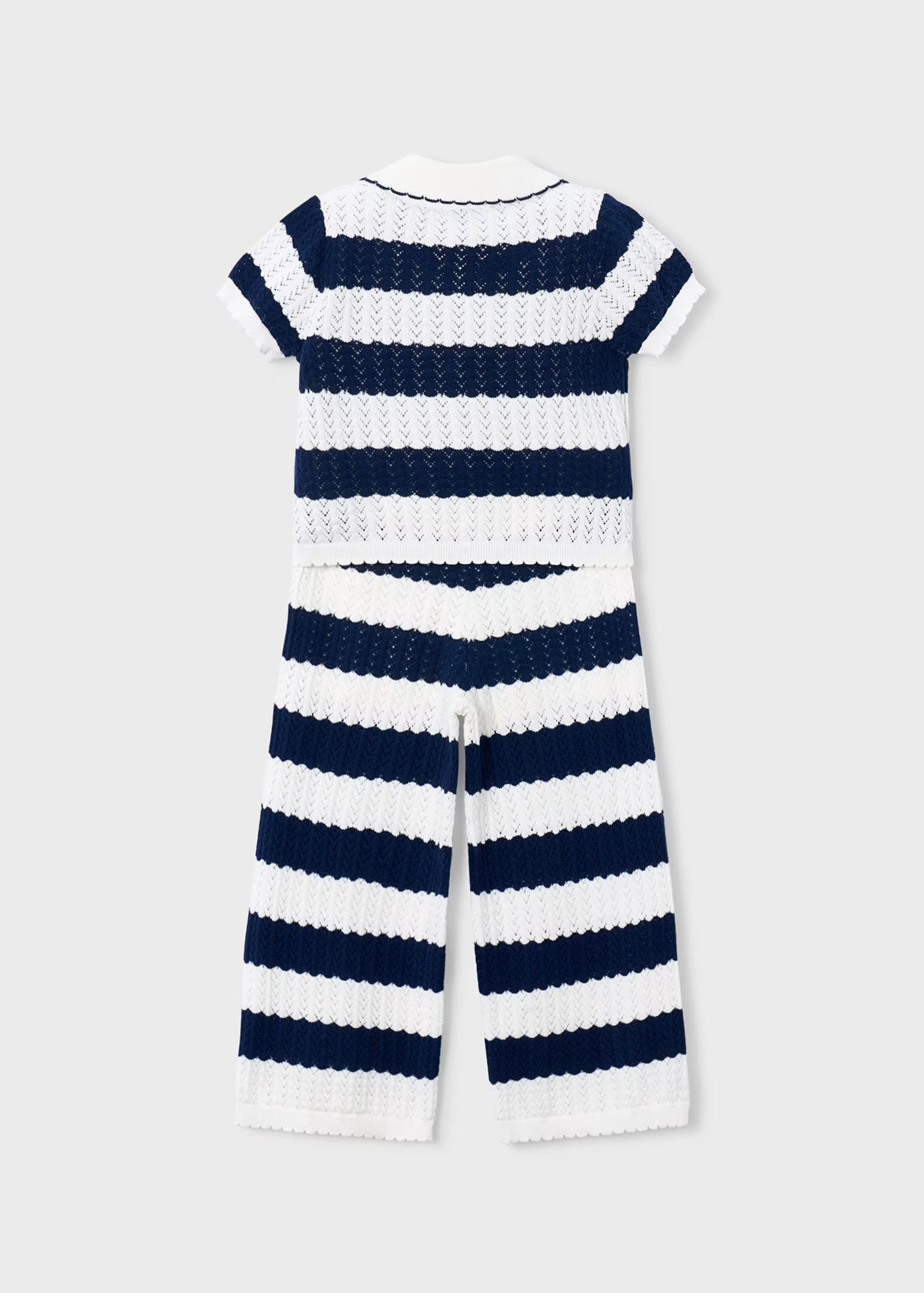 Mayoral girls wide leg knitted trousers stripe detail