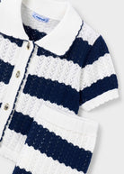 Mayoral girls knit top collar detail stripe pattern