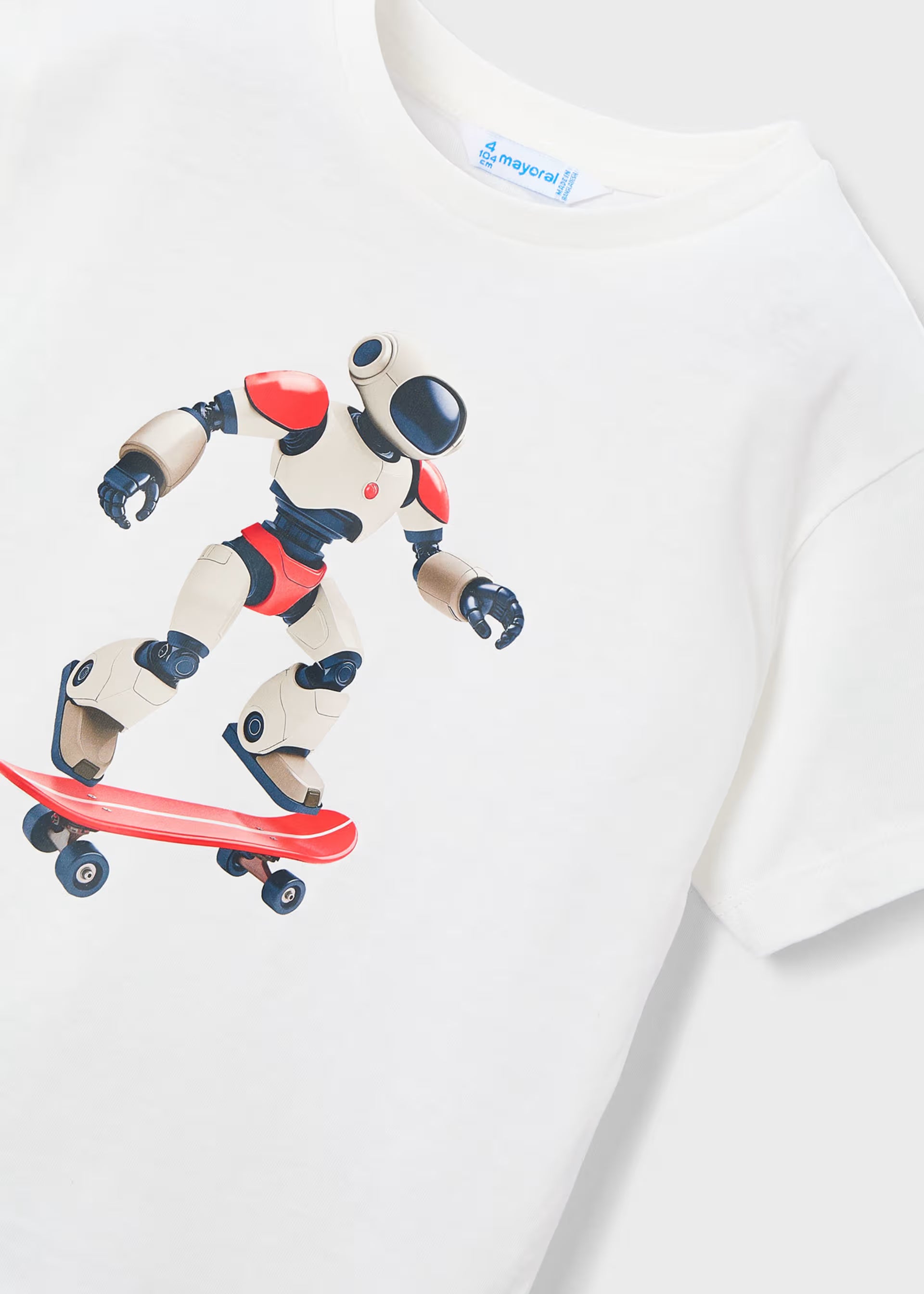Mayoral boys robot print t-shirt white short sleeve detail