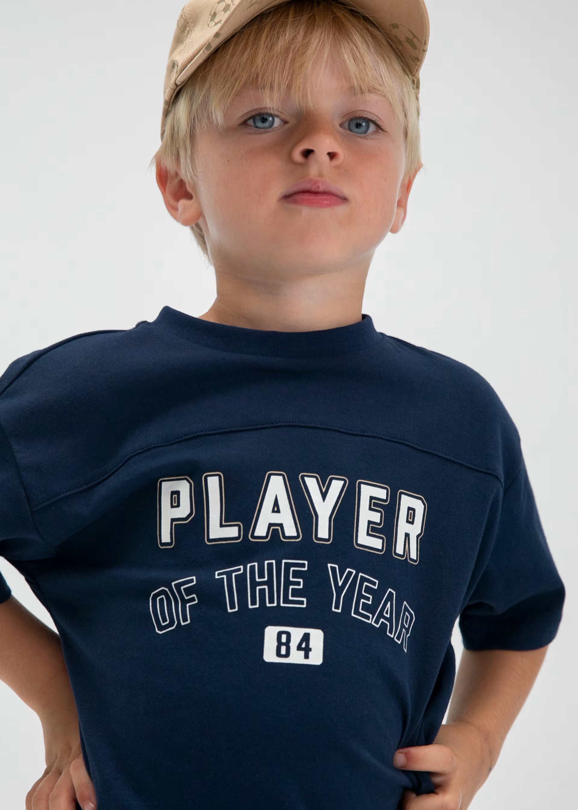 Mayoral boys navy player print t-shirt front detail