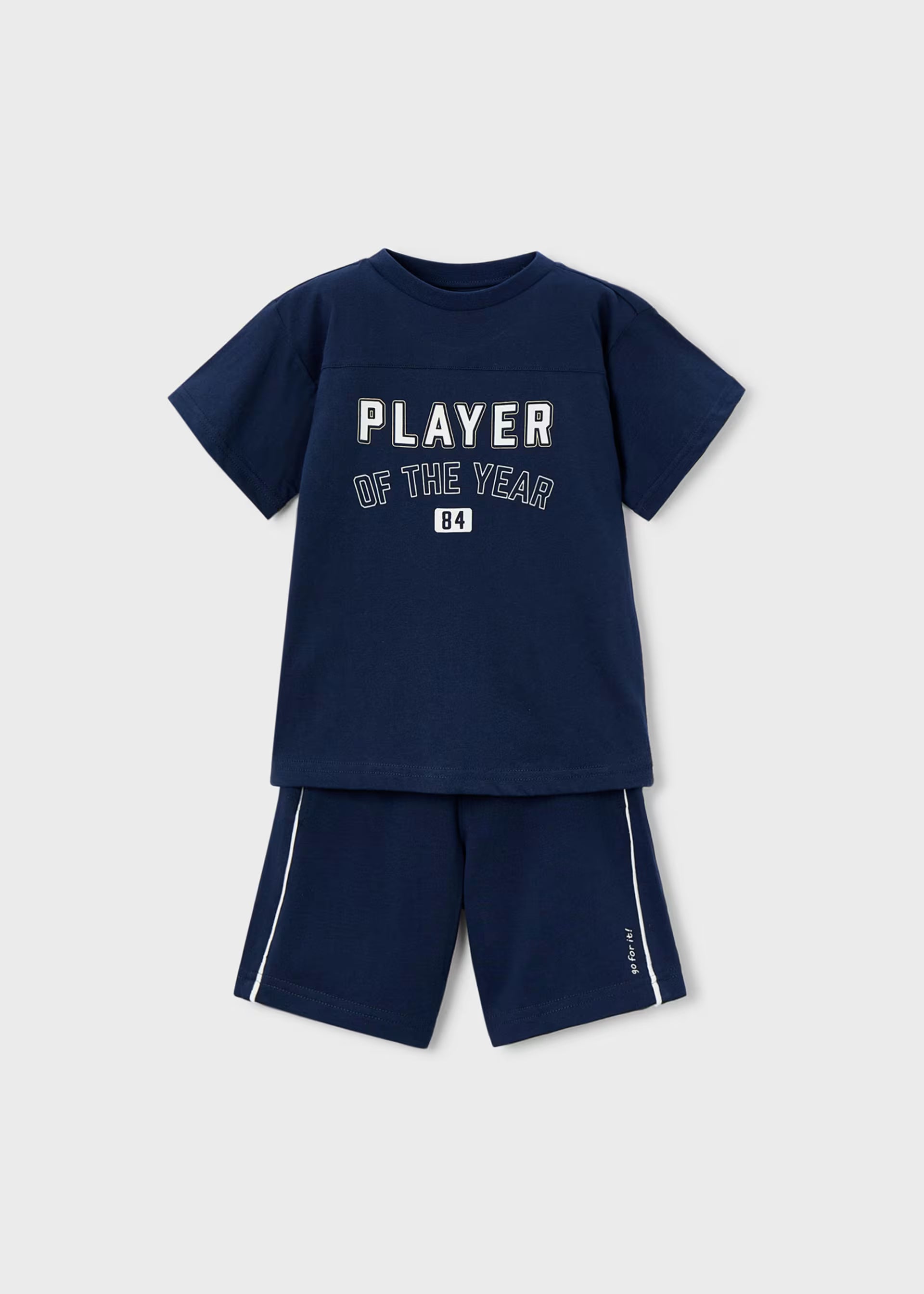 Mayoral boys navy cotton t-shirt and shorts set player print 