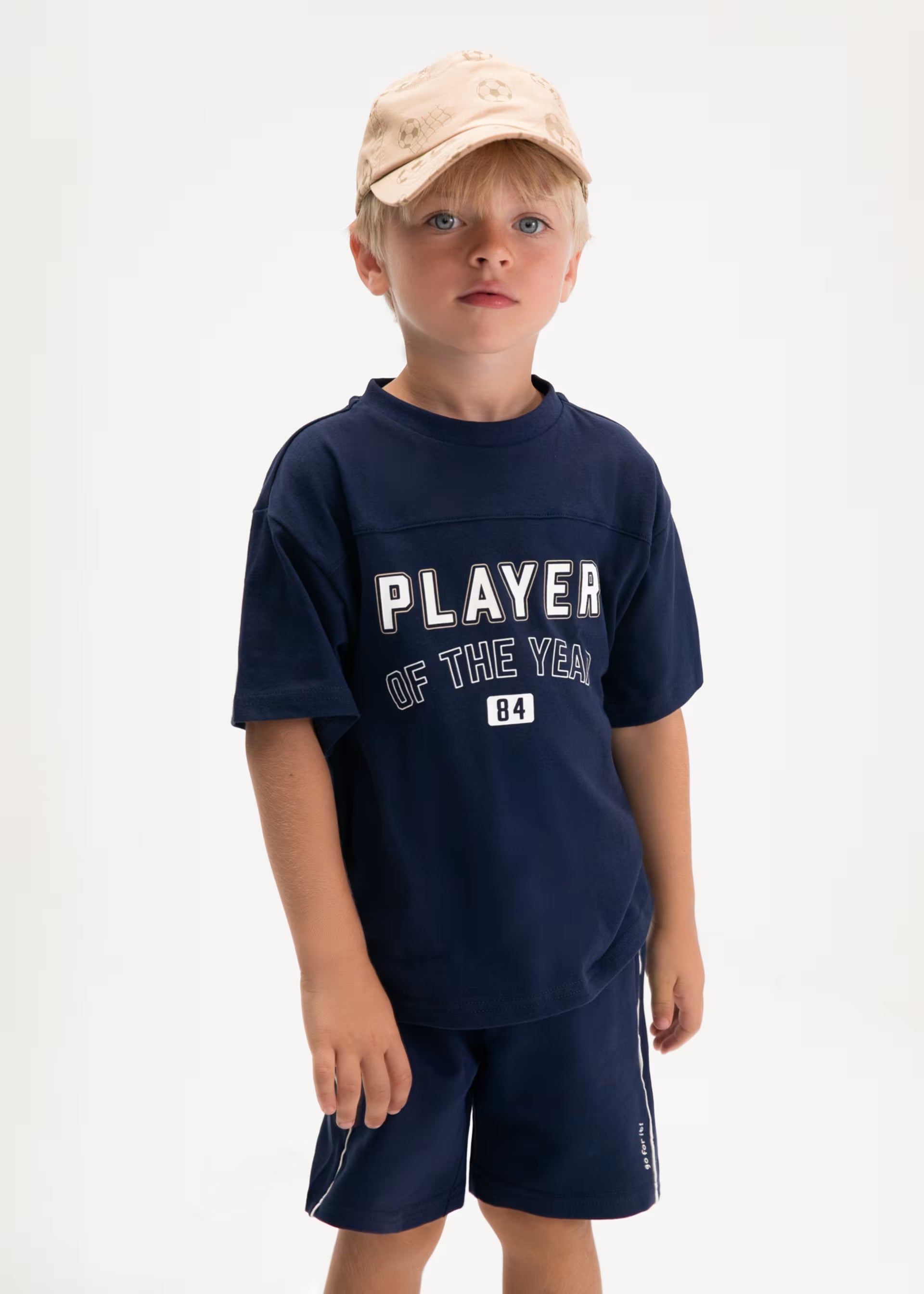 Mayoral boys navy player print t-shirt and shorts outfit set 