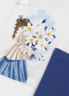 Mayoral girls blue leggings set with floral print top