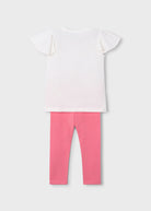 Mayoral girls outfit set back view pink leggings and top