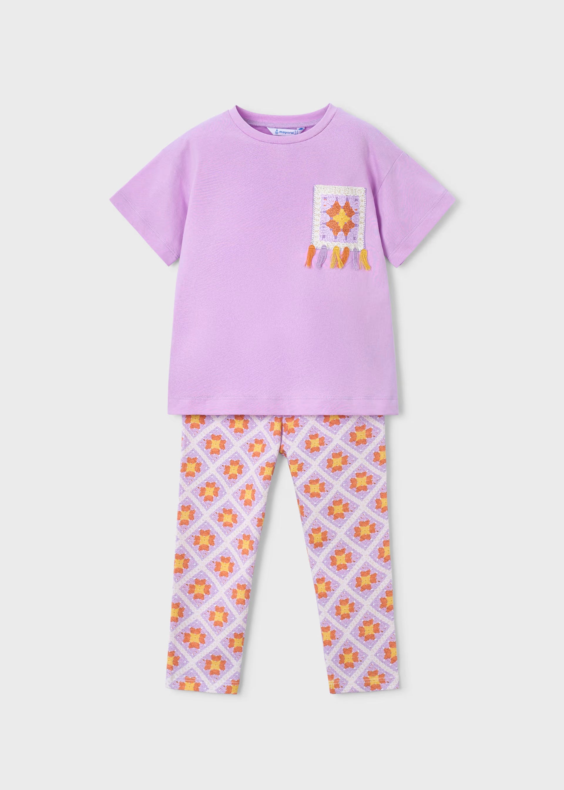 Mayoral girls lilac leggings and top outfit set front view