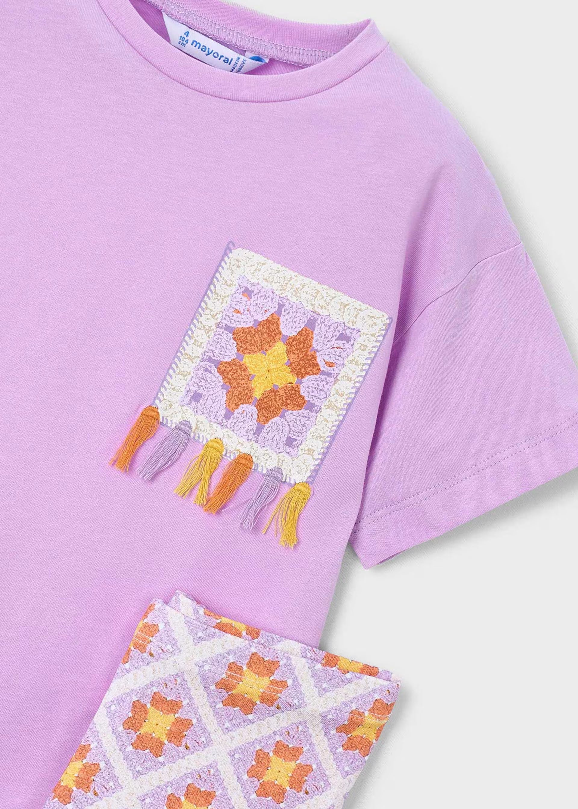 Mayoral girls lilac top patch pocket detail with tassels
