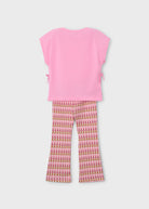 Mayoral girls pink top and flared leggings set back view