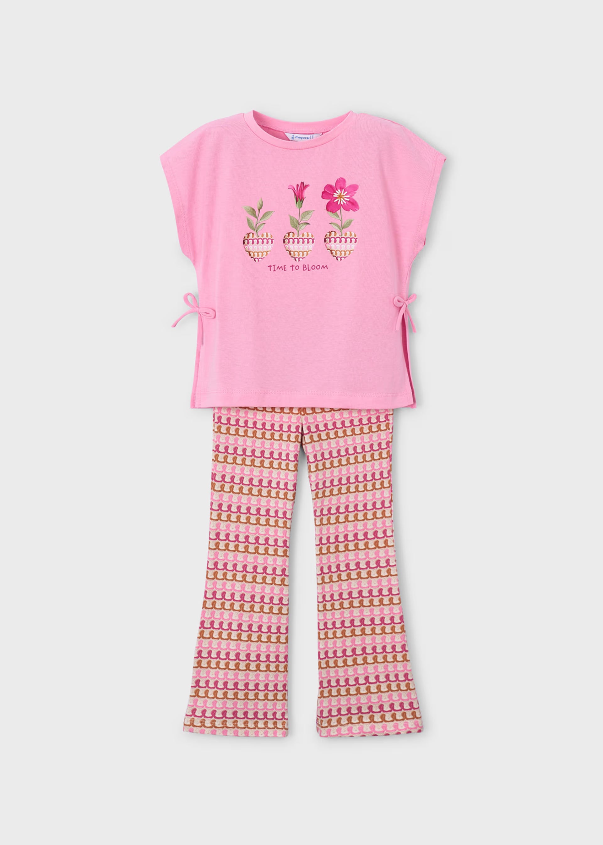 Mayoral girls pink leggings and top set front view