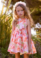 Mayoral girls floral summer dress worn as occasion outfit