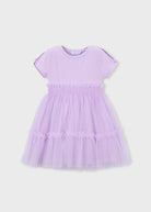 Mayoral girls lilac tulle dress short sleeve front