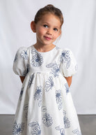 Mayoral girls white blue embroidered floral dress front view