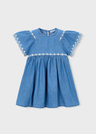 Mayoral girls denim dress blue front view
