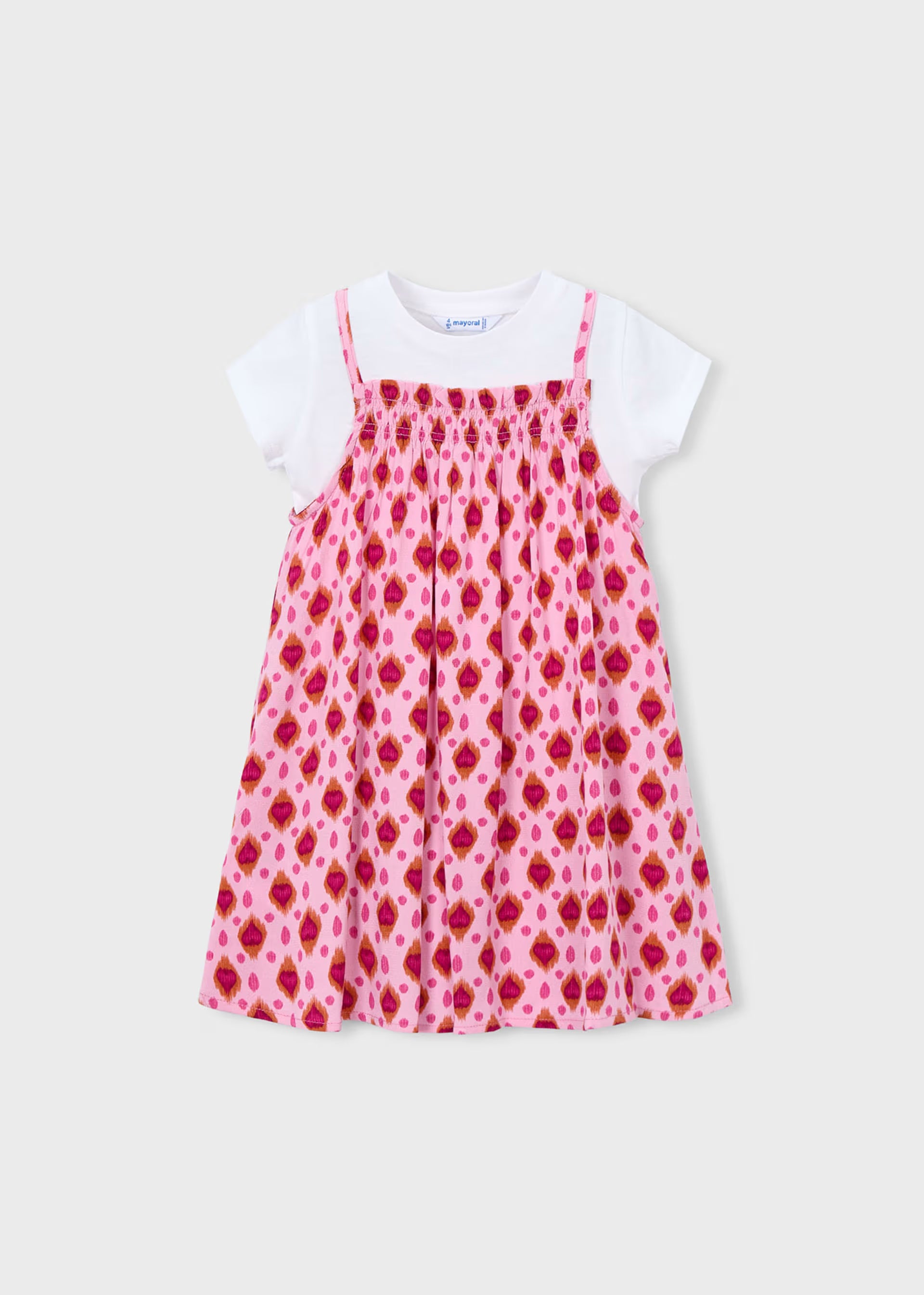 Mayoral girls layered pink dress cotton detail