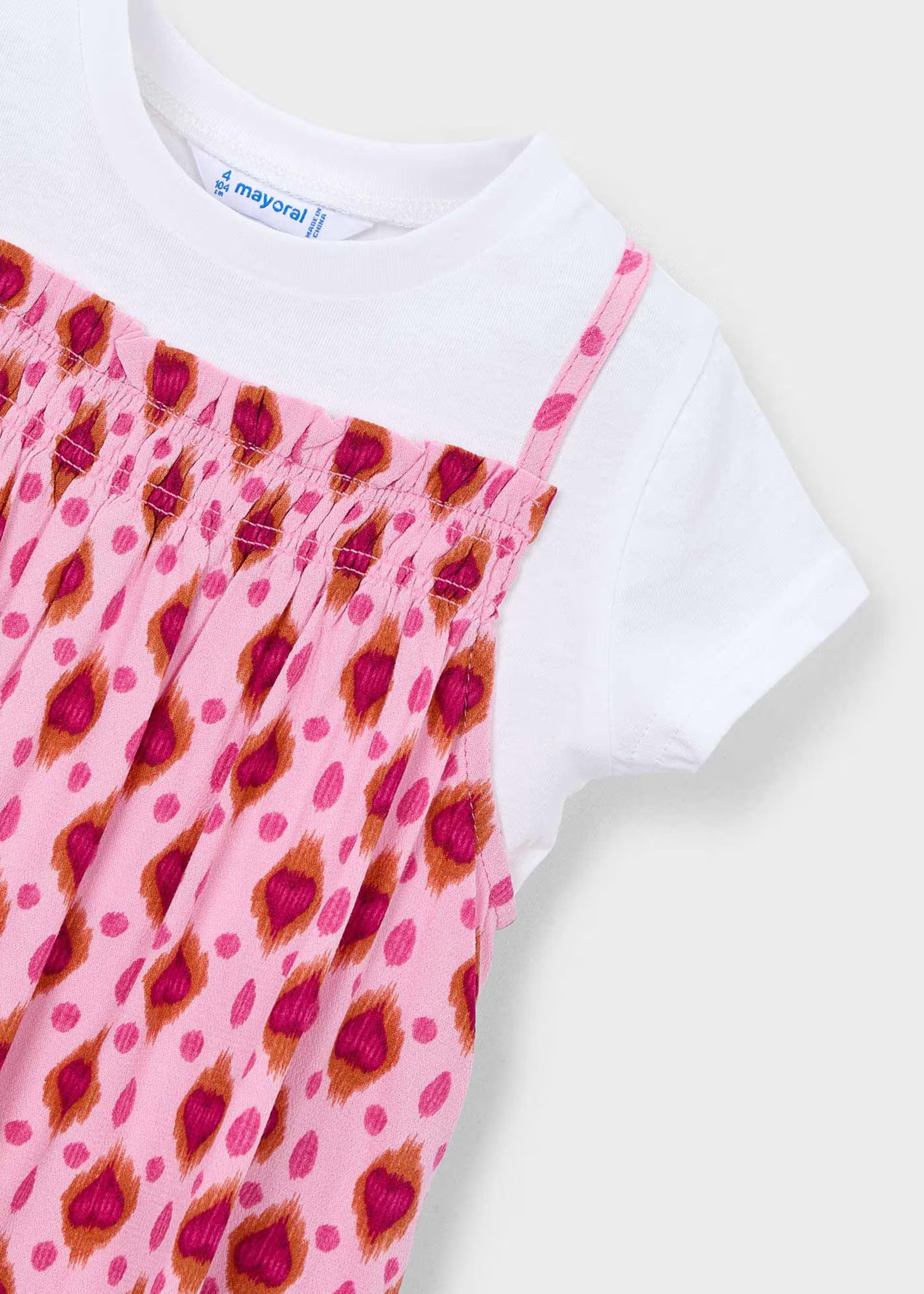Mayoral girls casual occasion dress heart print with t-shirt close up 