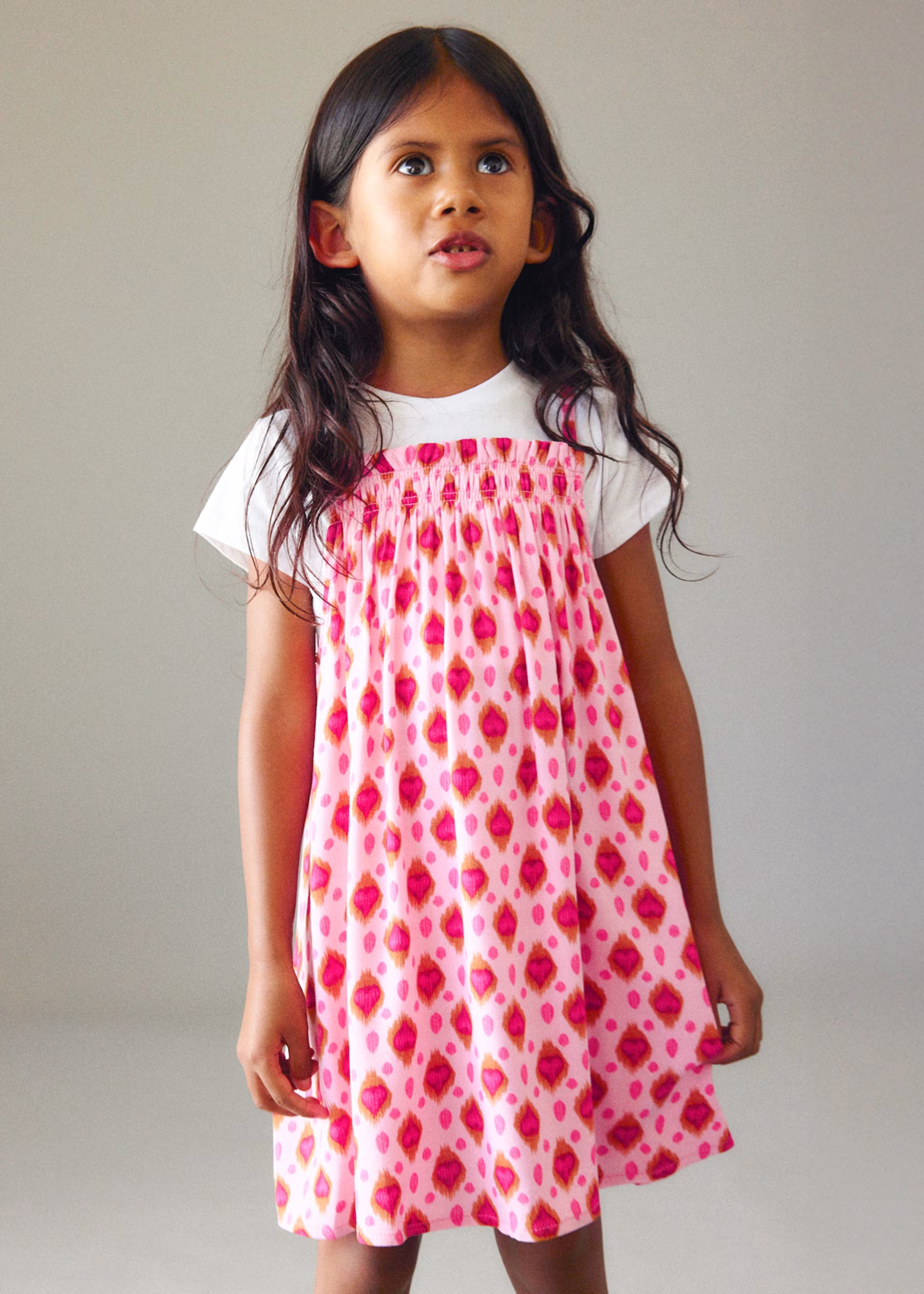 Mayoral girls heart print dress set with white t-shirt top underneath 