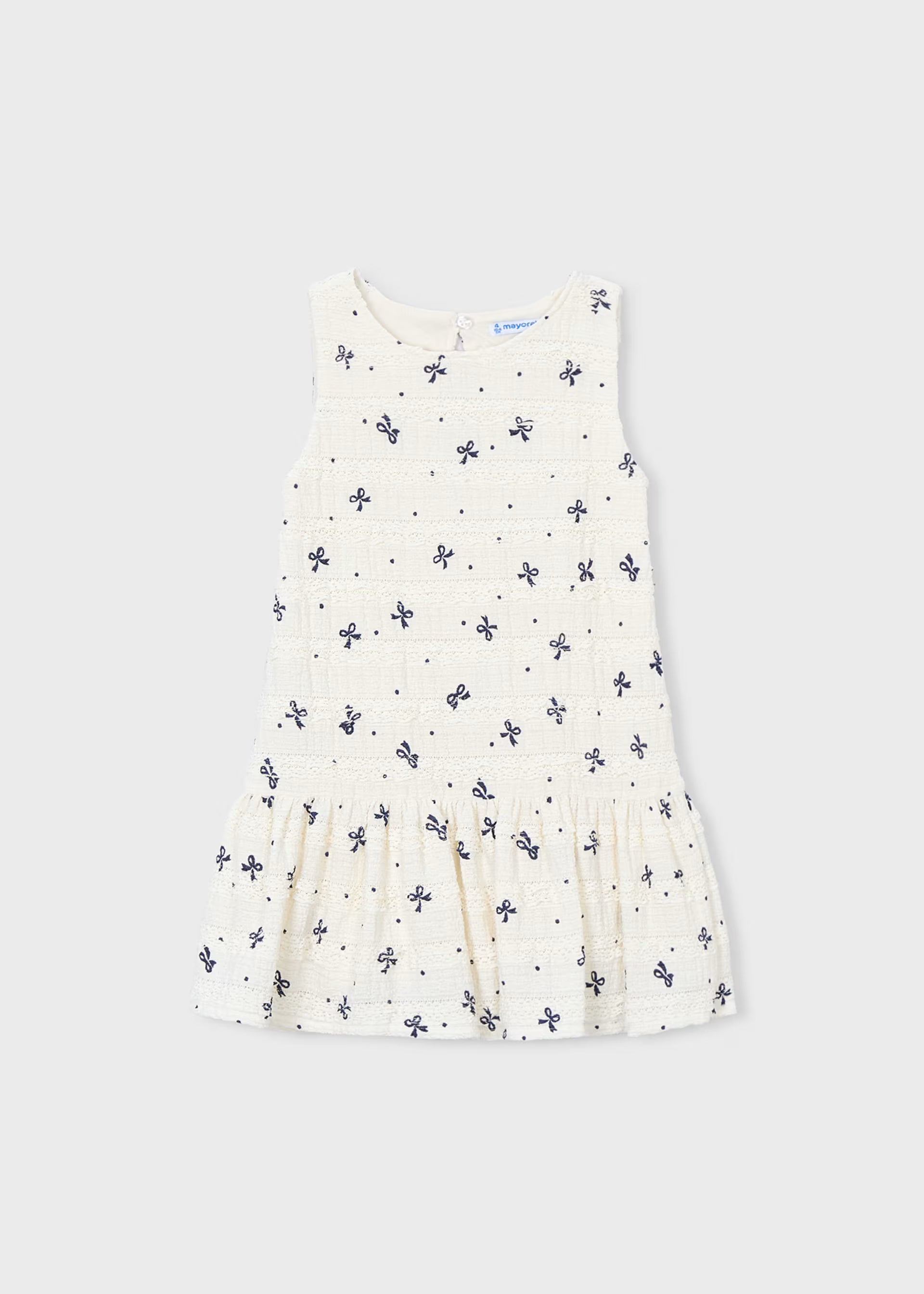 Mayoral girls bow print dress textured fabric detail