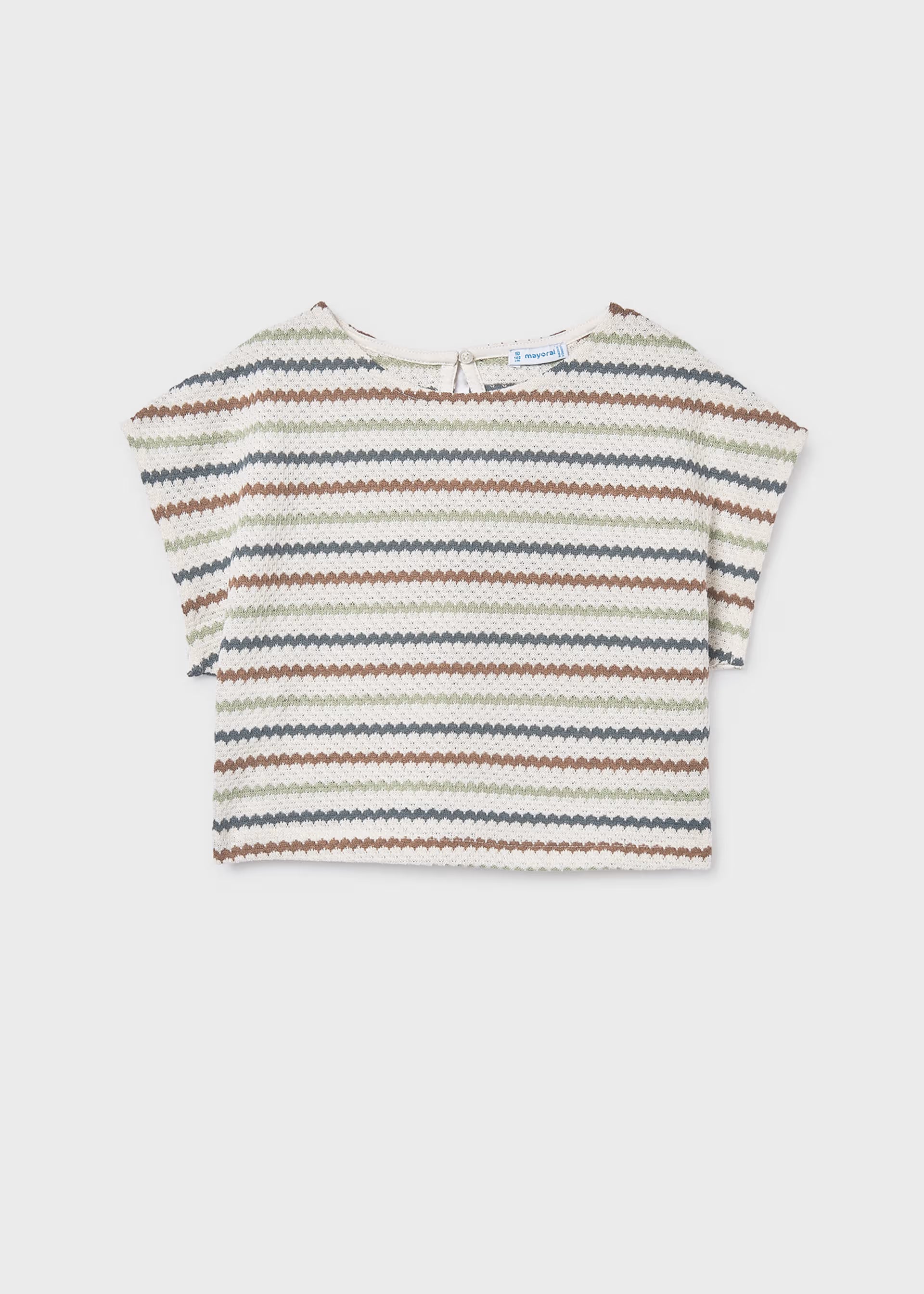 Mayoral girls crochet look stripe top front view