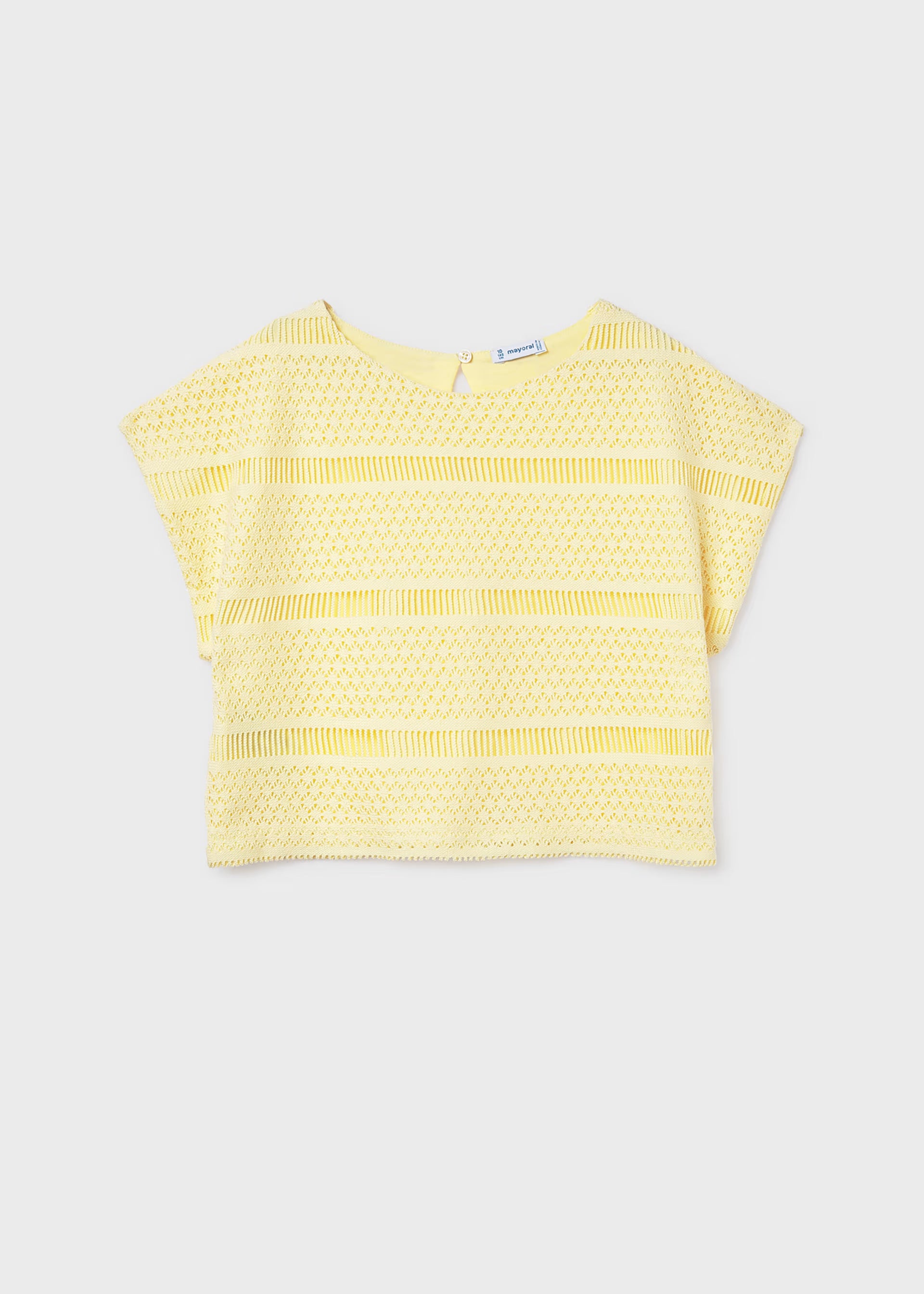 Mayoral girls yellow crochet look cropped summer top front