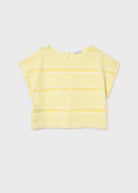 Mayoral girls yellow crochet look cropped summer top front