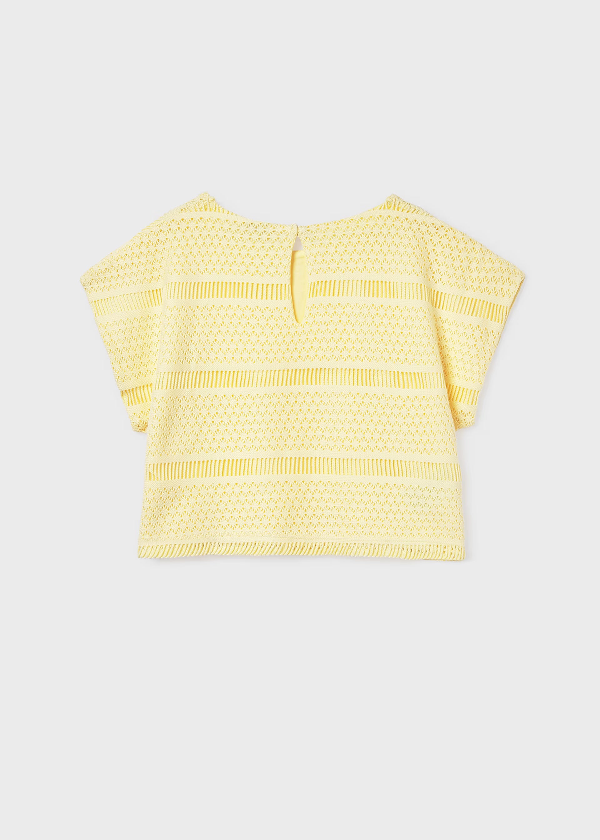 Mayoral girls yellow crochet style top back keyhole detail 