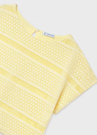 Mayoral girls yellow summer top crochet look detail