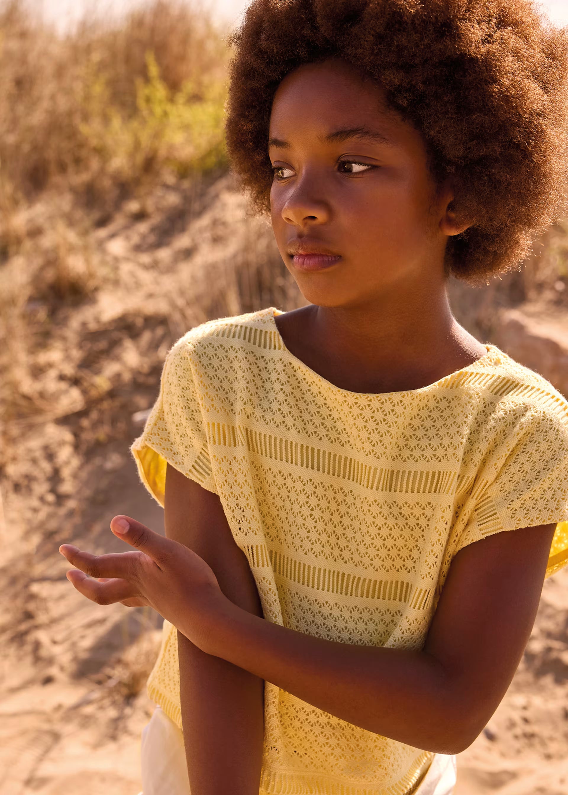 Mayoral older girls textured yellow top model view