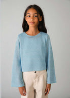 Mayoral girls lightweight knit top aqua with beige trousers 
