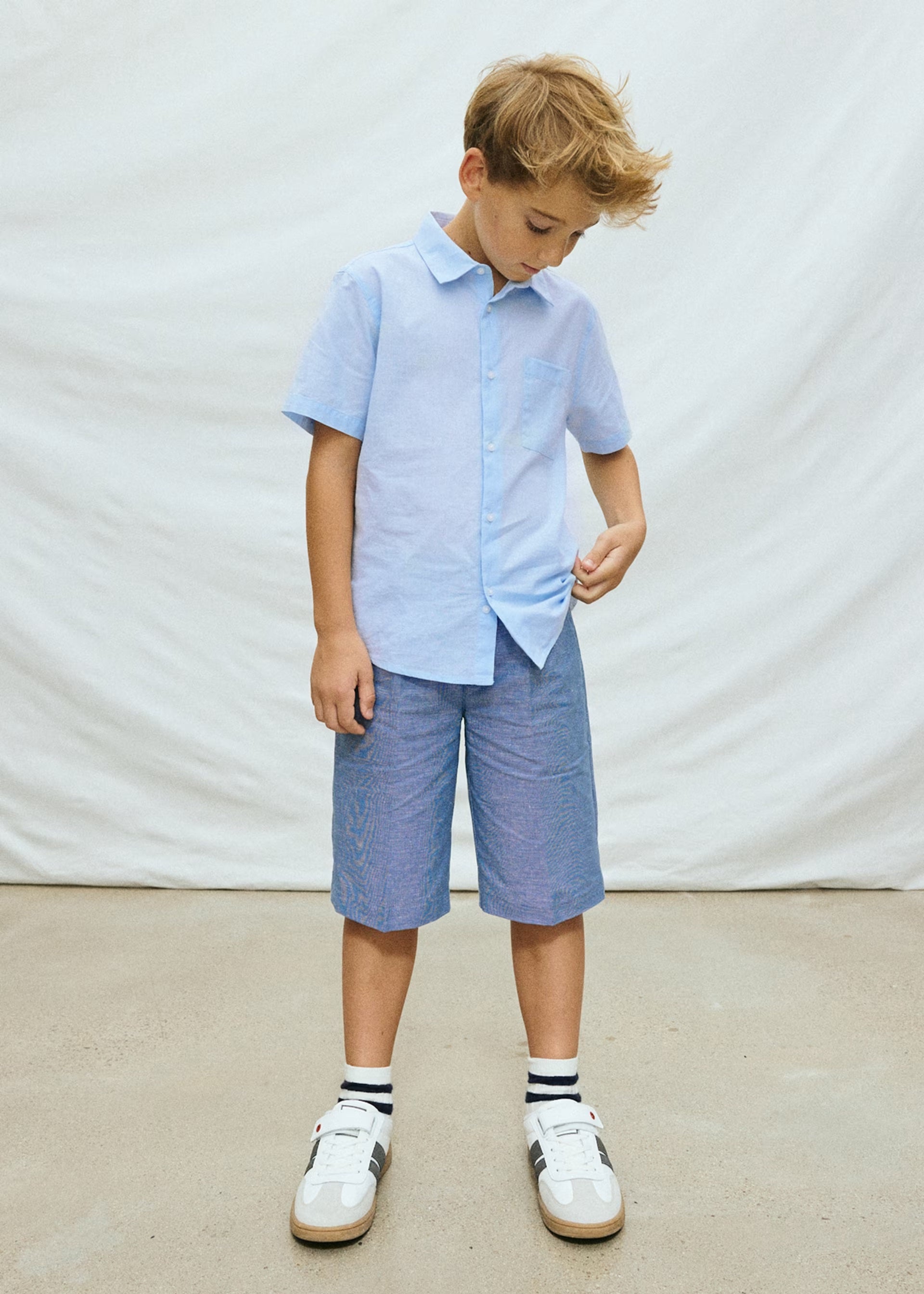 Mayoral boys smart summer shirt occasion outfit in blue