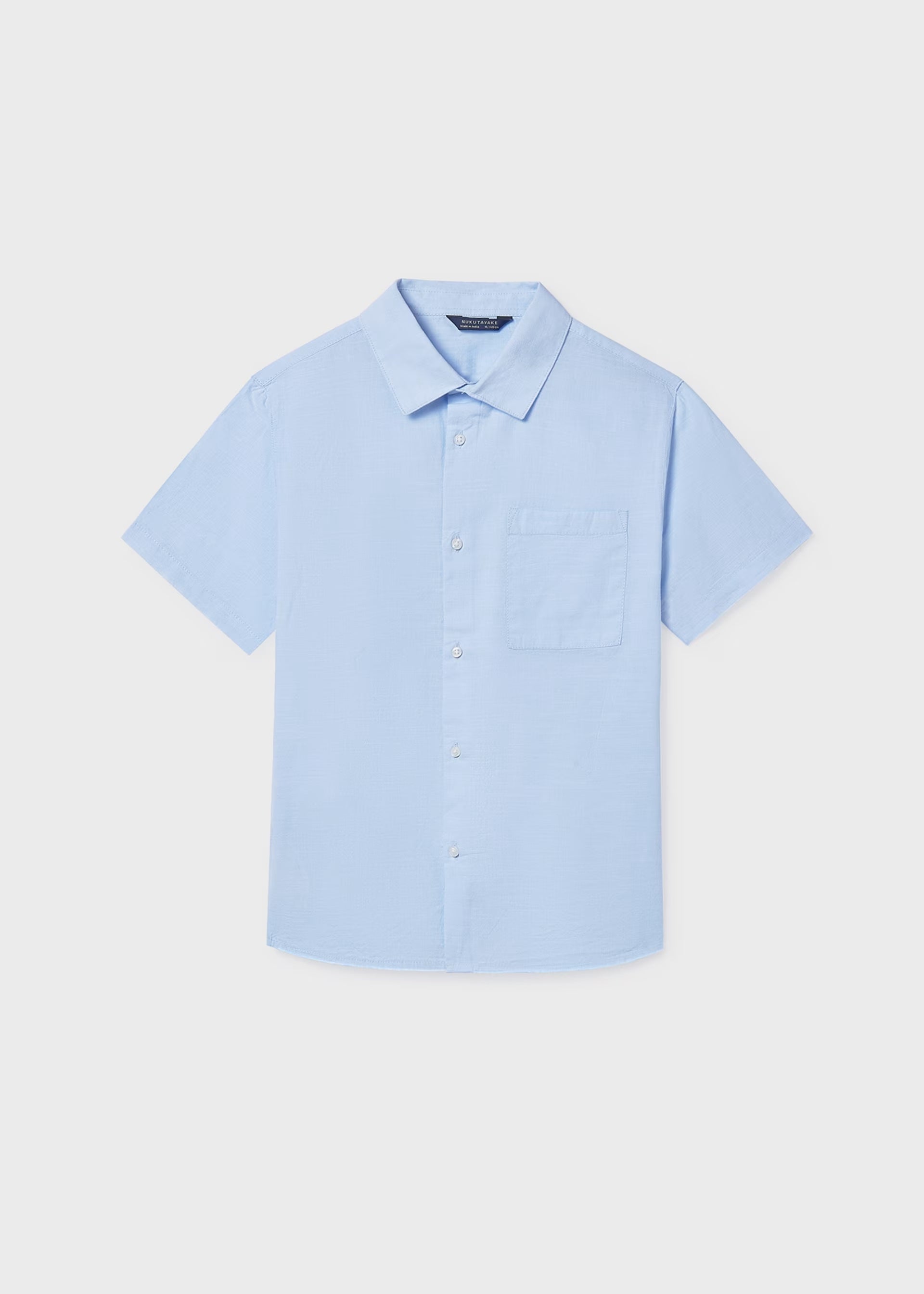 Mayoral boys light blue short sleeve shirt front