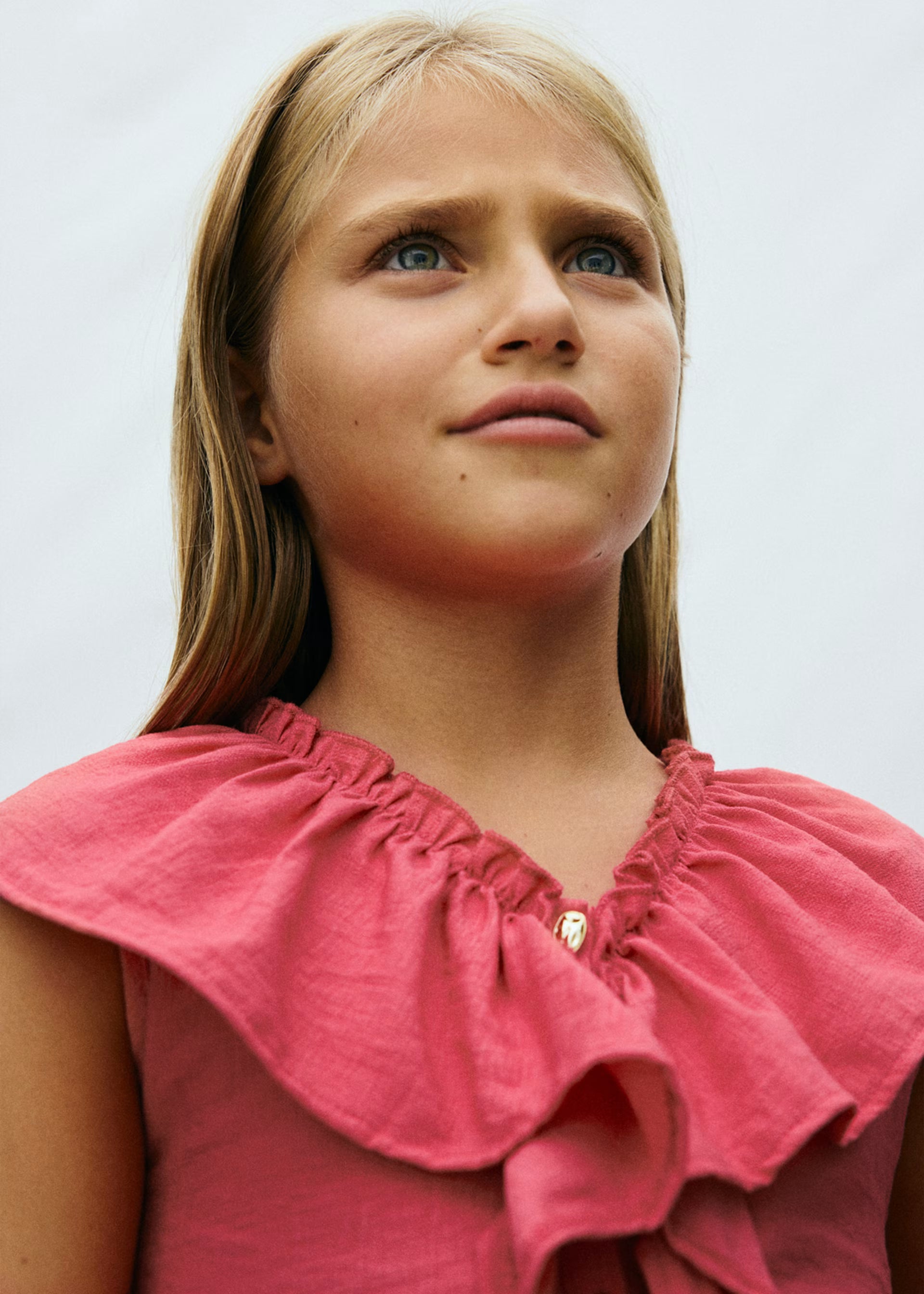 Mayoral girls ruffled top neckline detail