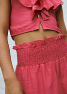 Mayoral girls pink shorts shirred waistband detail