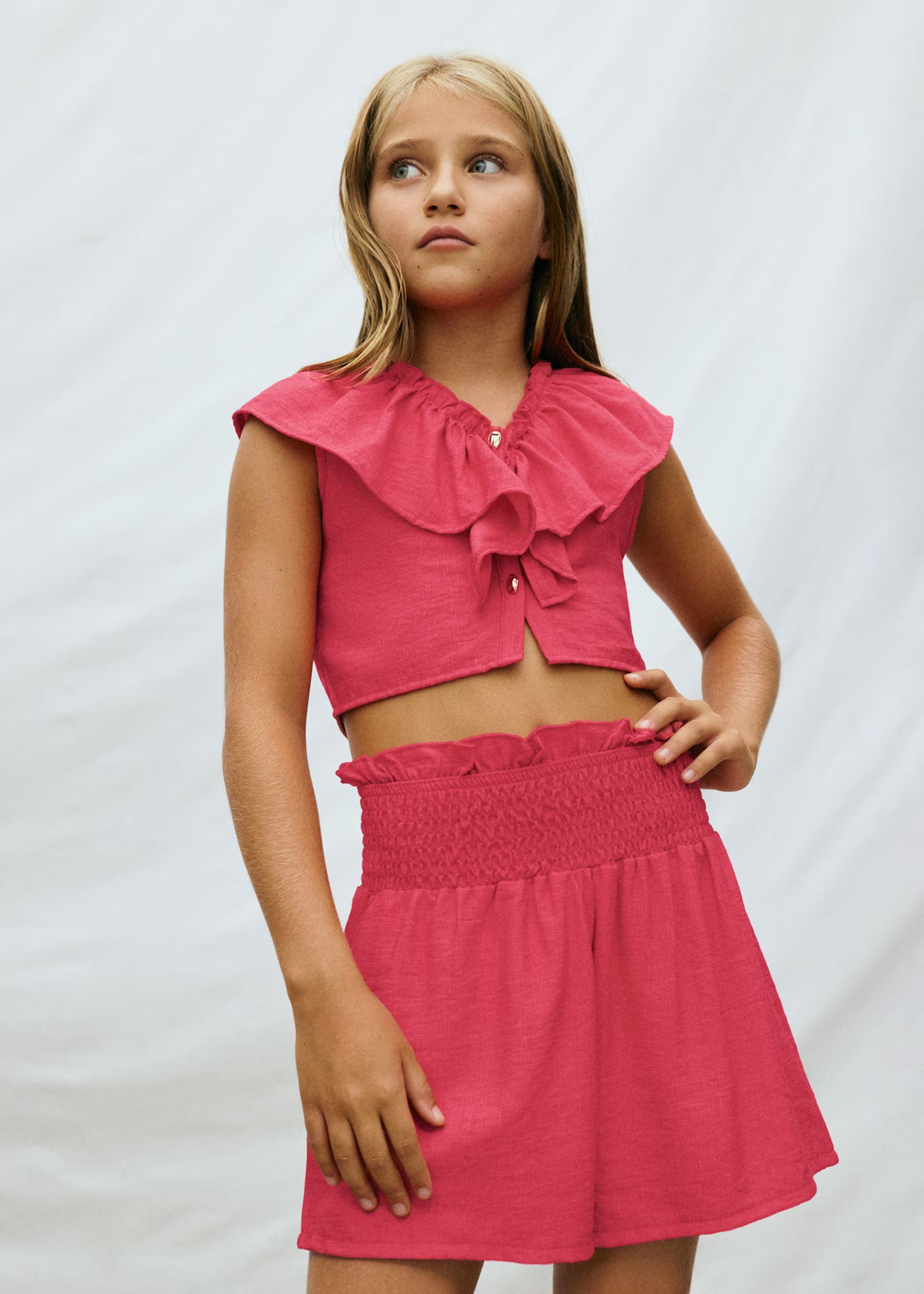 Mayoral girls pink summer outfit set worn by girl aged 13